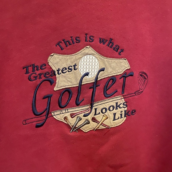 Vintage 80s/90s Red Golfer Patch Crew Neck. MCC Sport - Picture 2 of 4